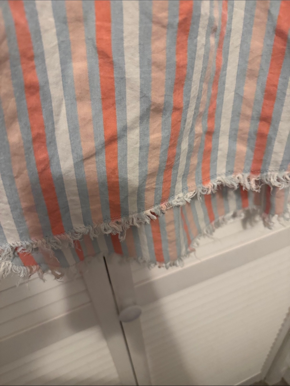 Striped Short Sleeve Blouse in Coral and Light Blue - Picture 3 of 5